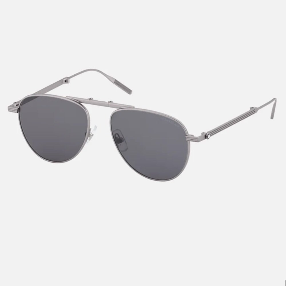 MONTBLANC - Foldable Square Ruthenium Metal Frame Sunglasses. Brand New!